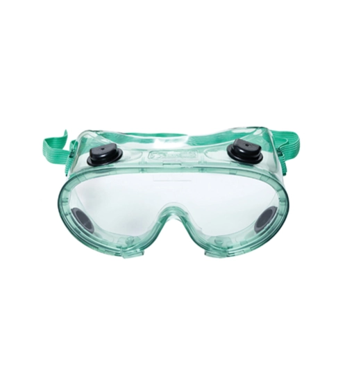 Safety Goggles, Polycarbonate, Clear Lens, Green Frame, Indirect Ventilation, Chemical-resistant/Impact-resistant 1