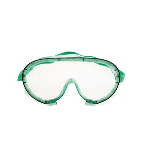 Safety Goggles, Polycarbonate, Clear Lens, Green Frame, Direct Ventilation, Impact-resistant 1