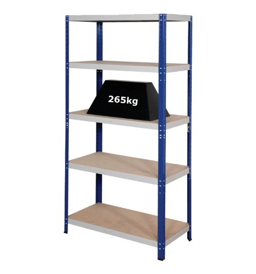 Standard Duty Shelving, 5 Shelves, 265kg Shelf Capacity, 1770mm x 1200mm x 300mm, Grey 1