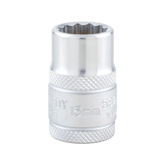 1/2in. Drive, Bi-Hexagon Socket, 15mm, Metric, 12 Point 1