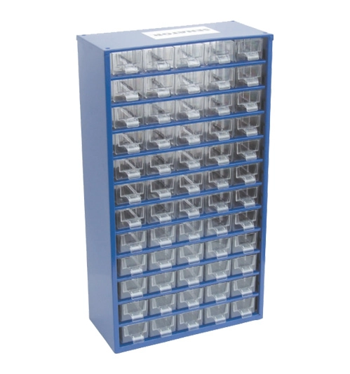 Polypropylene and Steel, Drawer Cabinet, Blue and Transparent Drawers, 551mm x 306mm x 155mm 1