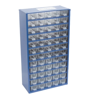 Polypropylene and Steel Drawer Cabinet Blue and Transparent Drawers 551mm x 306mm x 155mm