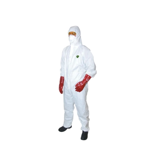 Guard Master +, Chemical Protective Coveralls, Disposable, White, Laminates, Zipper Closure, Chest 44-46", L 1