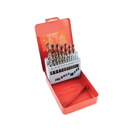 Jobber Drill Set, 1mm to 10mm x 0.5mm, Standard Length, Metric, Cobalt High Speed Steel, Set of 19 1