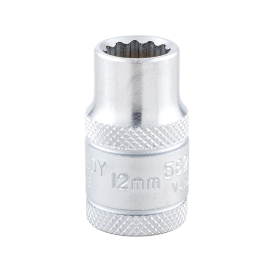 1/2in. Drive, Bi-Hexagon Socket, 12mm, Metric, 12 Point 1