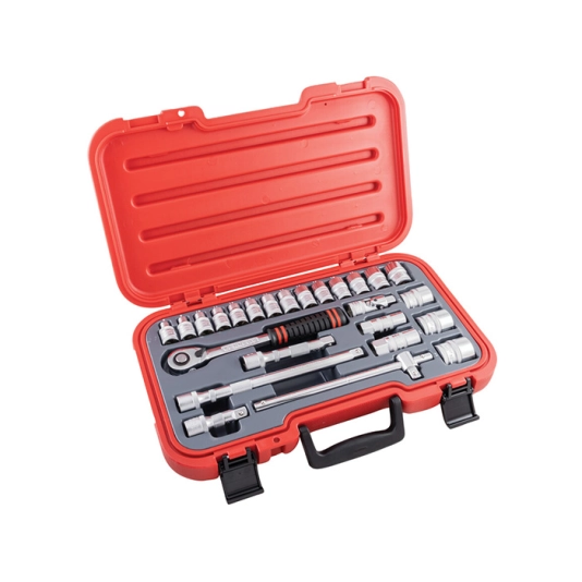 1/2in. Square Drive Socket Set, Metric, Set of 25 1