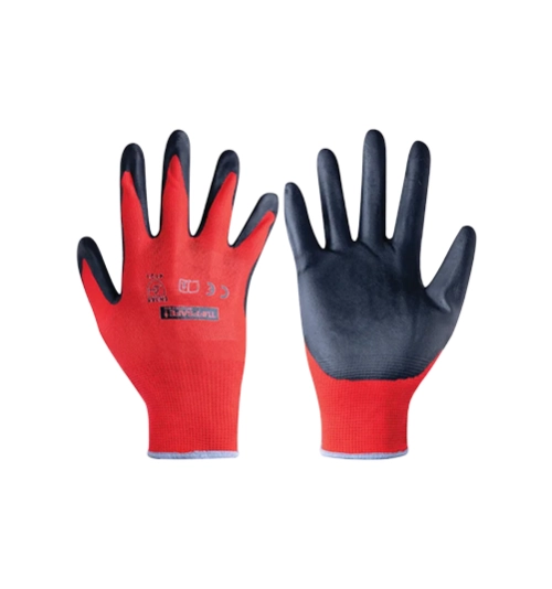 Mechanical Hazard Gloves, Black/Red, Nylon Liner, Nitrile Coating, EN388: 2003, 4, 1, 2, 1, Size 9 1